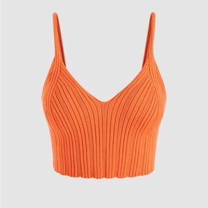 Cider Orange Rib Knit Crop Tank Top